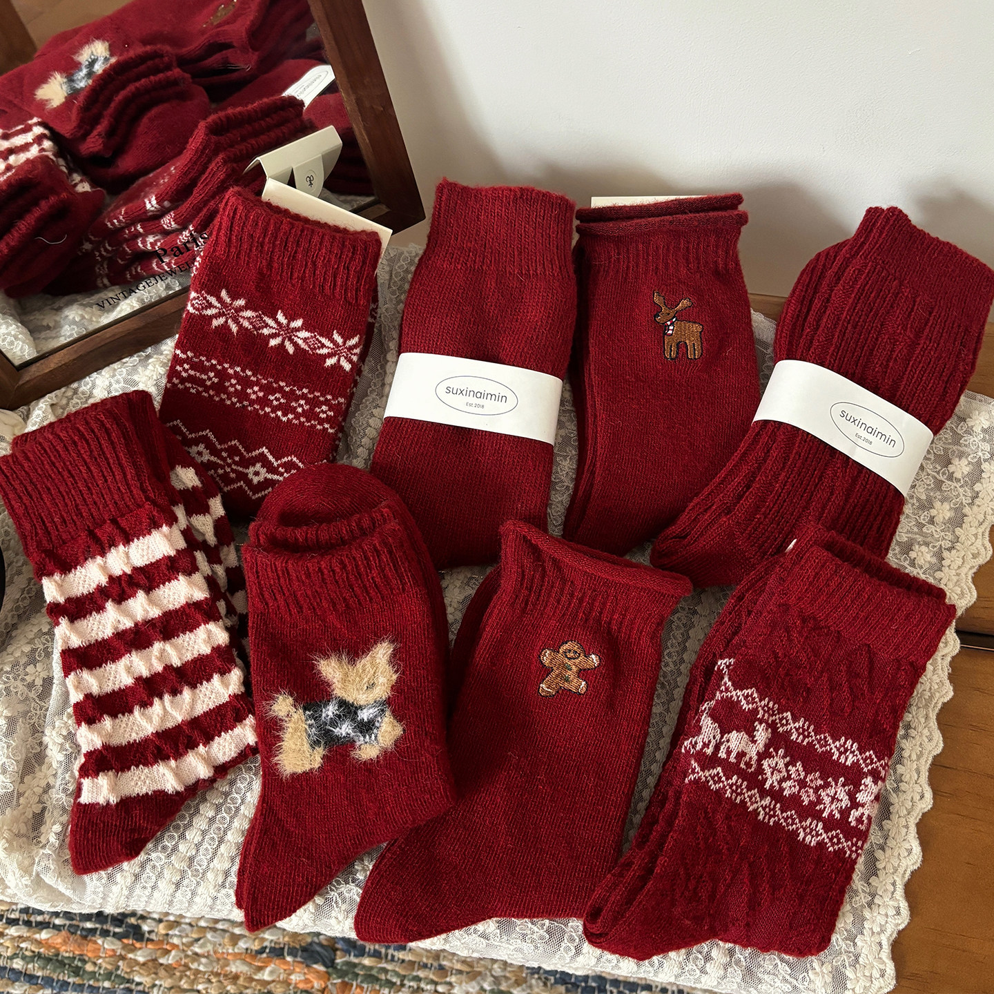 羊毛红袜子女本命年马年中筒袜秋冬加厚保暖2026礼盒新年送人礼物,女士内衣/男士内衣/家居服,中筒袜,淘宝优惠券,粉丝福利购,淘宝优惠卷