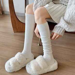 花边小腿袜子女春秋竖条纹显瘦芭蕾风日系jk纯欲风配皮鞋 堆堆袜