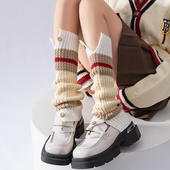 40cm复古袜套女秋冬撞色针织开口纽扣腿套y2k小腿袜雪地靴堆堆袜