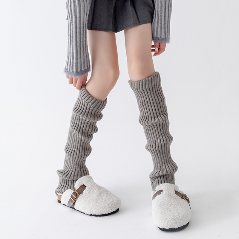 灰色针织加厚保暖纯色袜套