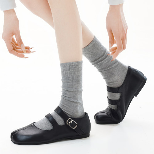 灰色分趾袜子女夏季薄款中筒袜