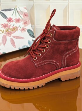 5861/4CM牛皮清仓撤柜断码处理防滑女不勒脚休闲风靴子时尚磨砂皮