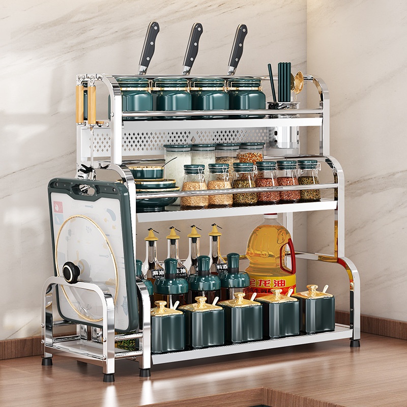 厨房置物架台面多功能厨具用品刀架筷子盐调味罐收纳盒调料品架子