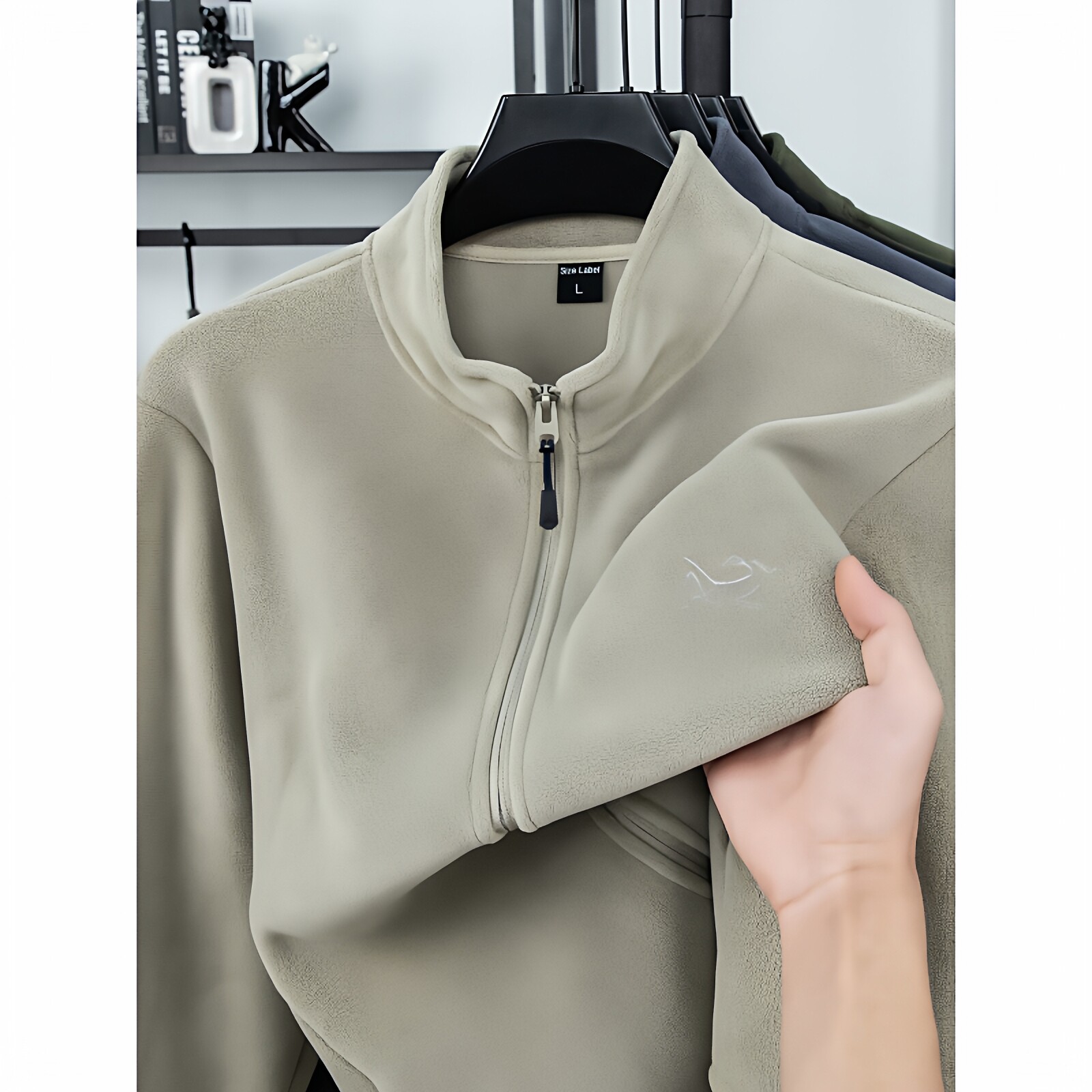 男装休闲男款中老年始祖刺绣鸟家男士冬抓绒卫衣保暖上衣加厚外套