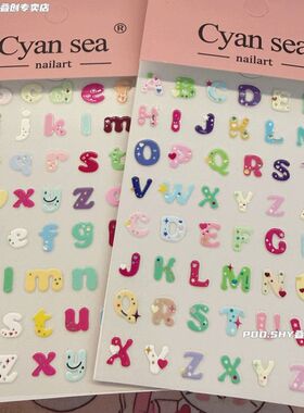 网红热卖ins果冻美甲贴纸英文字母数字diy键盘ccd手机电脑装饰贴