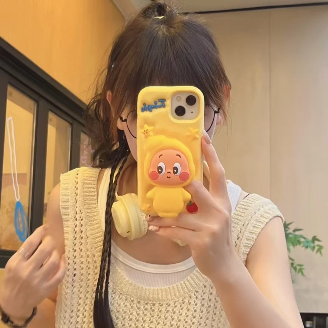 卡通可爱星星人伸缩支架iPhone17苹果16适用13/14pro max手机壳15