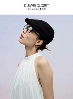 文质彬彬女绅士春夏棉麻前进帽鸭舌帽黑色亚麻色