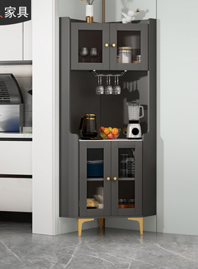 轻奢三角形转角墙角柜现代简约客厅岩板餐边柜多功能拐角酒柜7G86