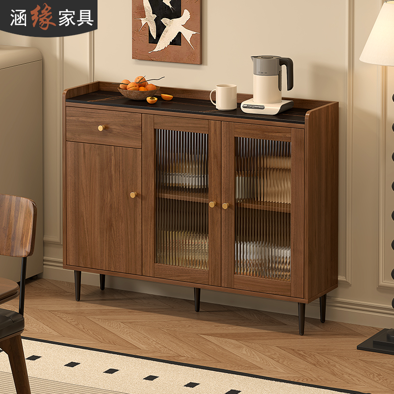 中古风岩板超薄餐边柜