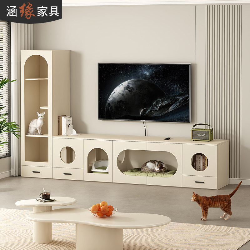 落地电视柜猫窝一体猫别墅家用室内猫笼子超大自由空间猫柜D129