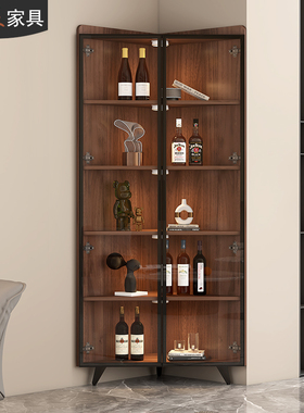 简约转角柜客厅酒柜三角形墙角柜拐角置物架家用角落收纳柜7G218