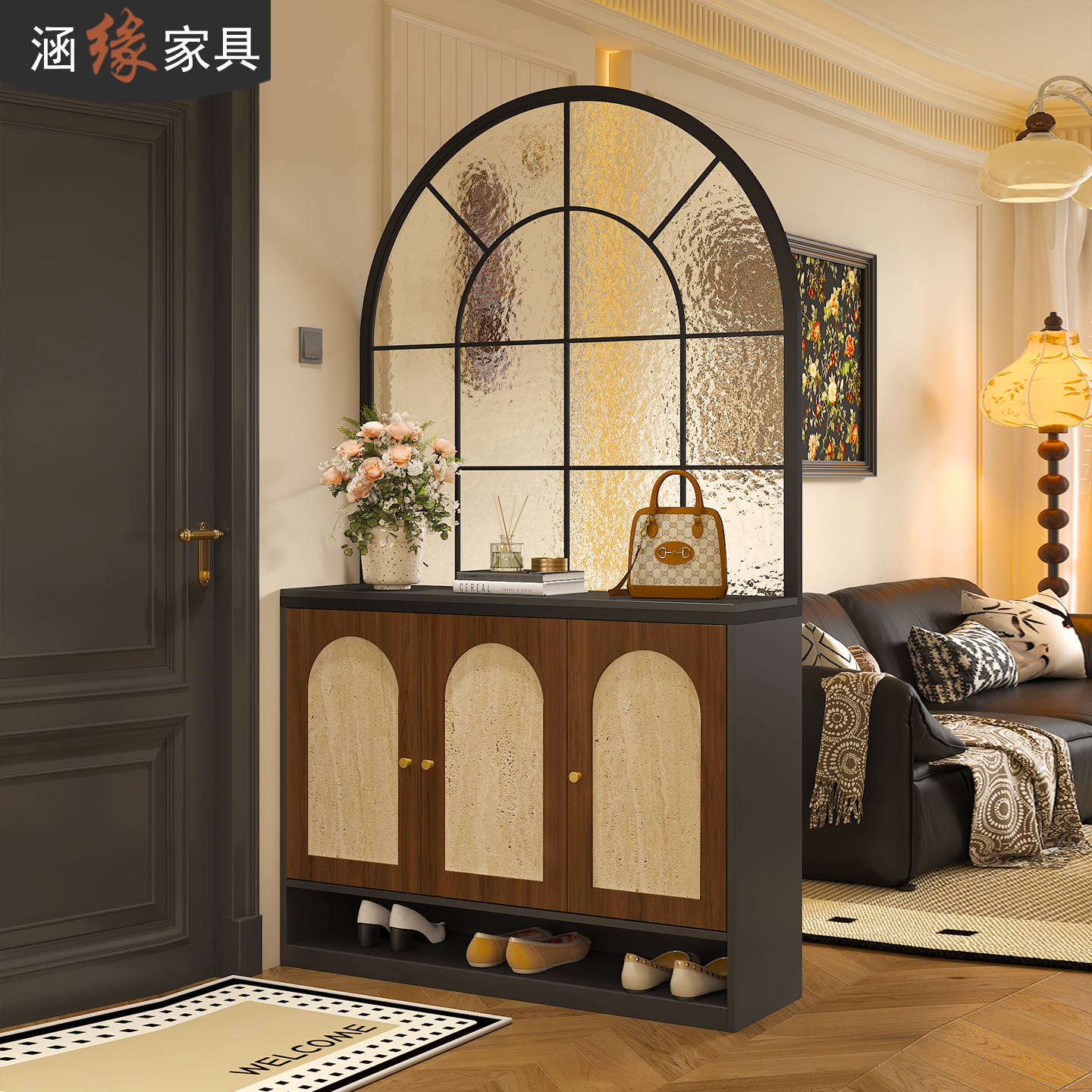 复古屏风隔断柜进门玄关柜鞋柜