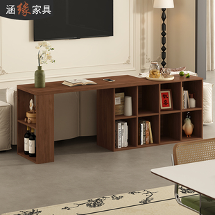 转角书桌书架一体桌子l型电脑桌卧室家用梳妆台中古风书柜定制L76