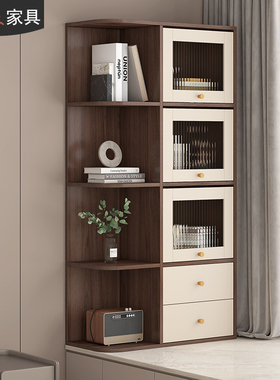 飘窗储物柜阳台书柜收纳柜现代简约窗台置物柜卧室储物立柜7F84