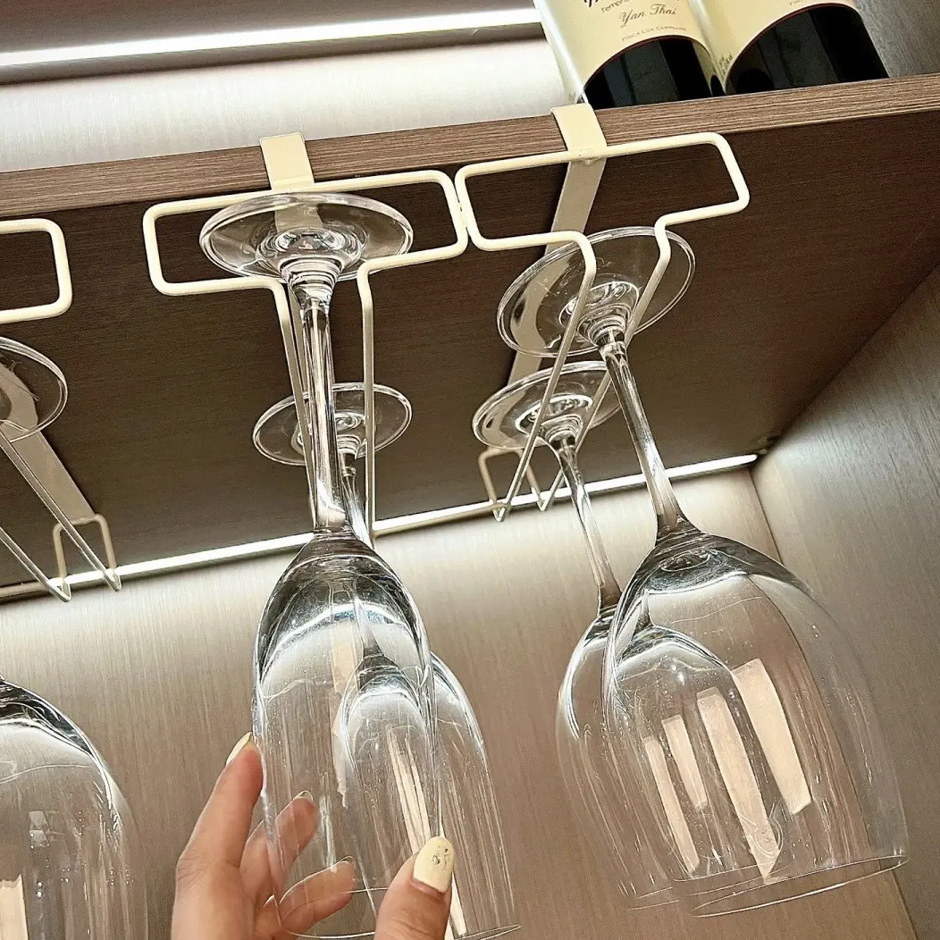 日式橱柜红酒杯架免打孔倒挂沥水玻璃杯架悬挂葡萄酒杯吊杯架