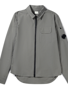 TOPSTONEY2024年新款男装简约衬衣宽松长袖翻领拉链开衫外套