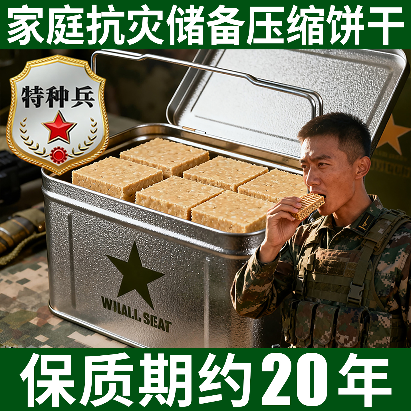 压缩饼干军粮正品旗舰店约保质期20年应急长期储备食品单兵干口粮