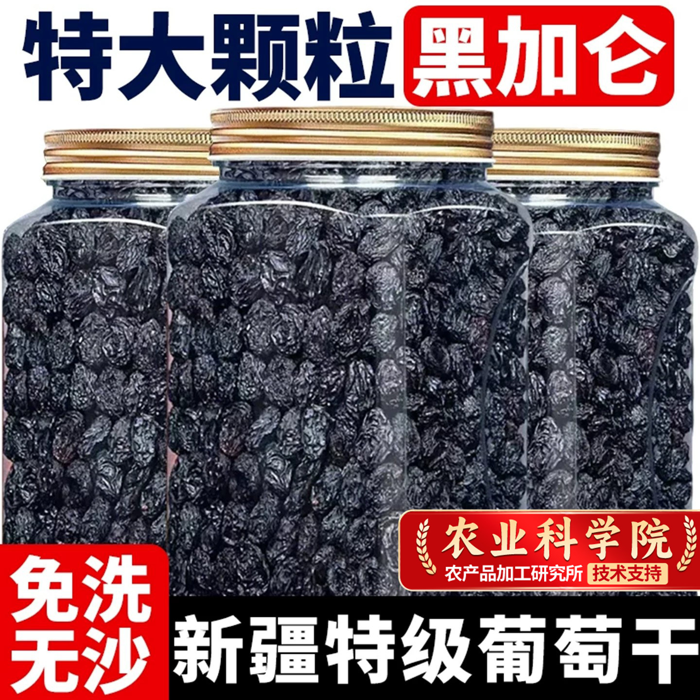 新疆特产黑加仑葡萄干特级超大免洗官方旗舰店吐鲁番提子干果优质