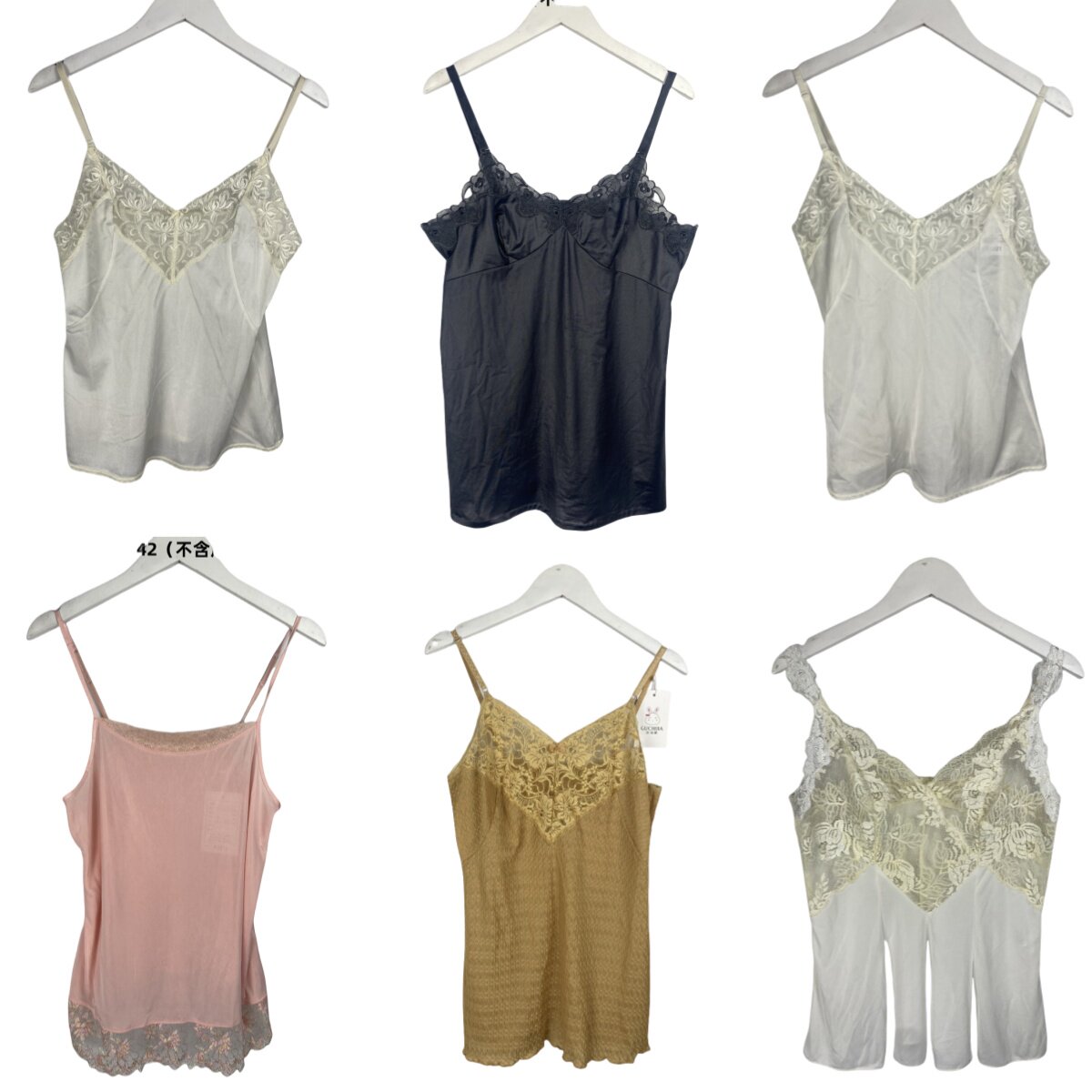 古着vintage复古日系真丝桑蚕丝纯色无袖蕾丝性感睡衣小吊带背心1
