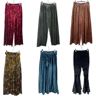 古着vintage日系原单女秋冬丝绒长裤 加厚港风优雅显瘦阔腿长裤