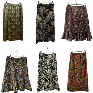 古着vintage日系原单女秋冬丝绒半身裙加厚港风优雅显瘦包臀裙08