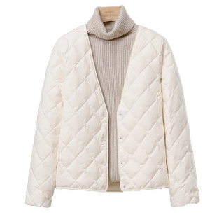 轻薄羽绒服女V领内胆2025新款大衣伴侣内搭打底短款菱格无领外套