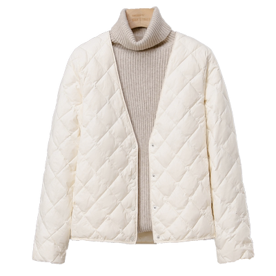 保暖锦纶短款V领95白鸭绒羽绒服