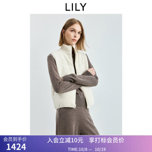 【100%羊毛】商场同款LILY2026秋新款绞花两面穿90鹅绒羽绒马甲女