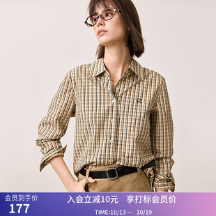 【商场同款】LILY春新款女装经典直身条纹棉质百搭通勤衬衫女