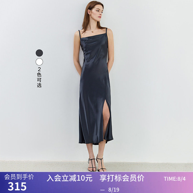【商场同款】LILY夏新款女装垂坠感醋酸吊带气质修身连衣裙女
