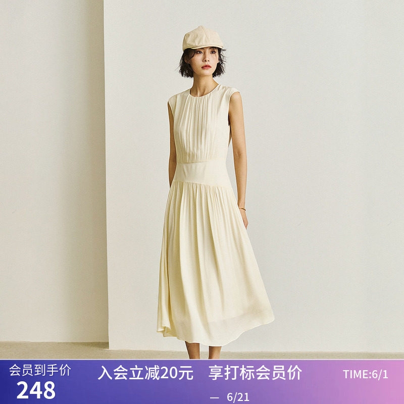 【商场同款】LILY夏新款女装浪漫温柔通勤款无袖连衣裙小白裙