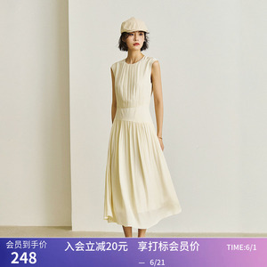 【商场同款】LILY夏新款女装浪漫温柔通勤款无袖连衣裙小白裙