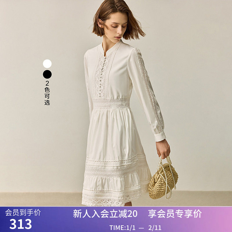 LILY秋新款女装法式重工镂空蕾丝花边钉珠收腰A字连衣裙女款,女装/女士精品,连衣裙,淘宝优惠券,粉丝福利购,淘宝优惠卷