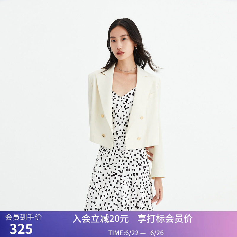 【商场同款】LILY秋新款女装品质羊毛纯色通勤干练短西装外套