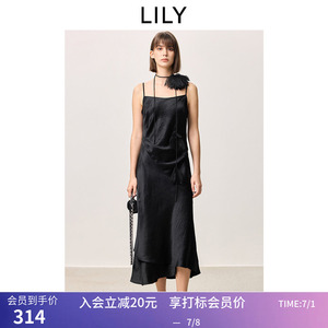 【100%醋酸】商场同款LILY春设计感缎面百搭吊带裙连衣裙女
