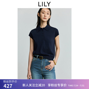 复古老钱风通勤POLO领短袖 女装 商场同款 针织衫 LILY2025夏新款