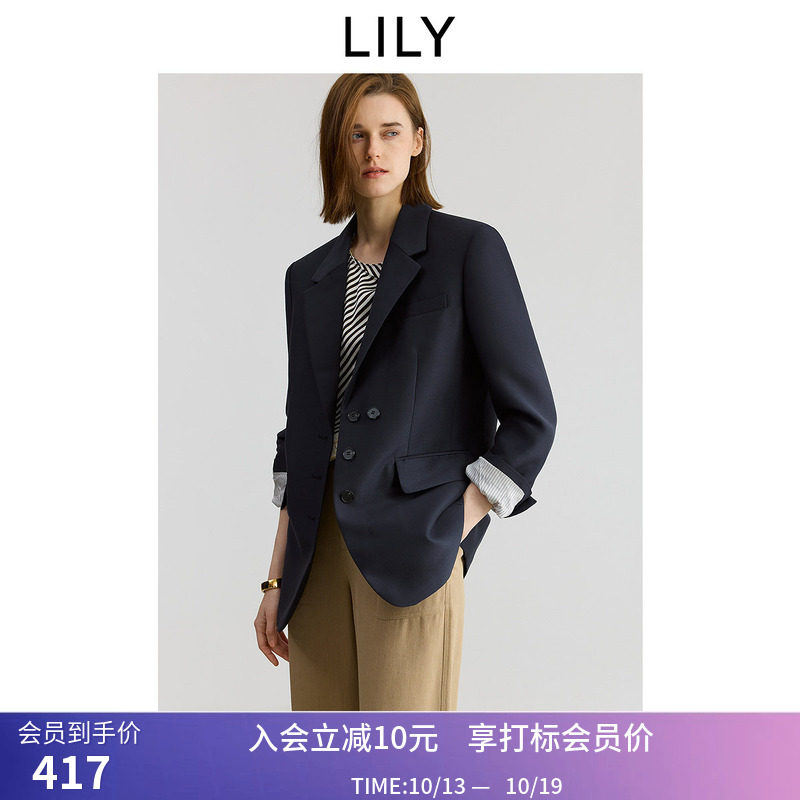 【商场同款】LILY秋新款经典都市正肩廓形休闲通勤西装外套女