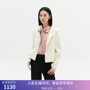 全绵羊毛复古小香风短款 秒杀 女装 LILY冬新款 毛呢外套 商场同款