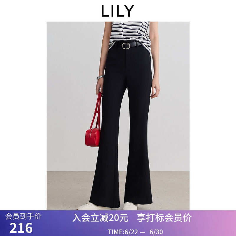 超模小黑裤LILY2026夏新款女装经典修身百搭通勤黑色休闲裤喇叭裤