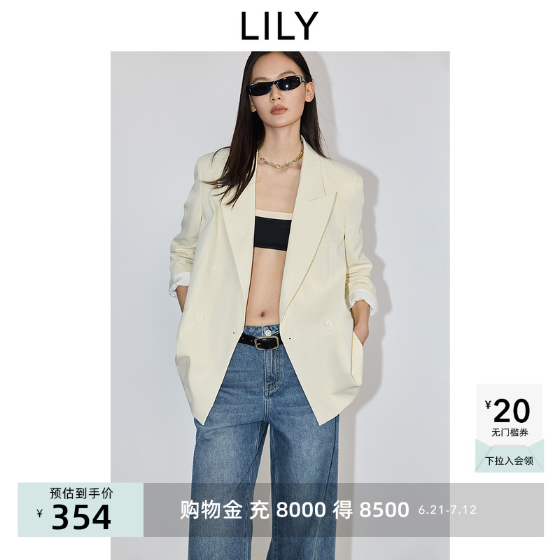 老钱西LILY2025春低领宽肩易打理百搭职业通勤高级感西装外套女