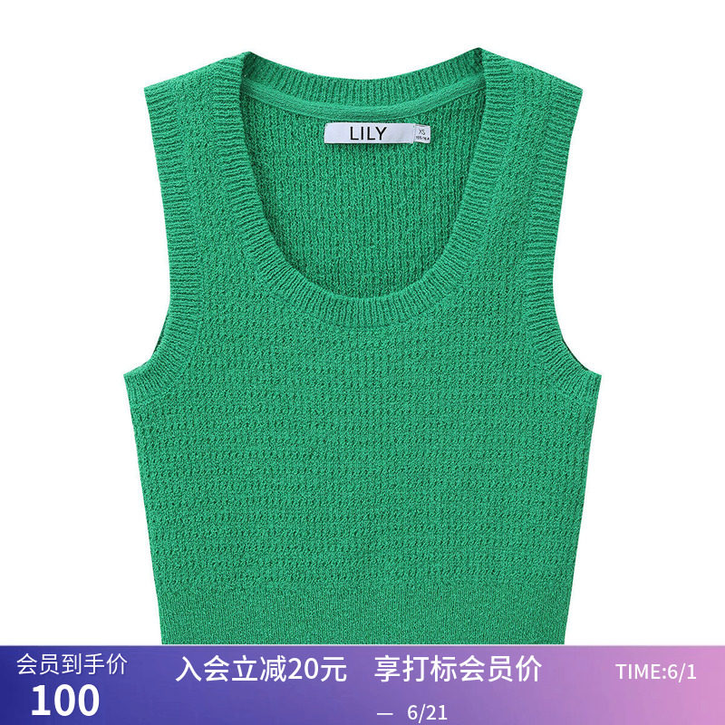 【商场同款】LILY春新款女装时尚减龄运动复古针织吊带背心女