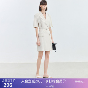 【商场同款】LILY夏款基础简约商务通勤感西装式连衣裙女裙子