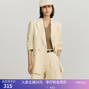 【专柜甄选】LILY夏新款女装通勤款双排扣无里布休闲西装外套