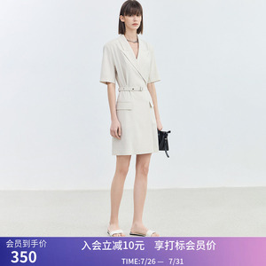【商场同款】LILY夏款基础简约商务通勤感西装式连衣裙女裙子