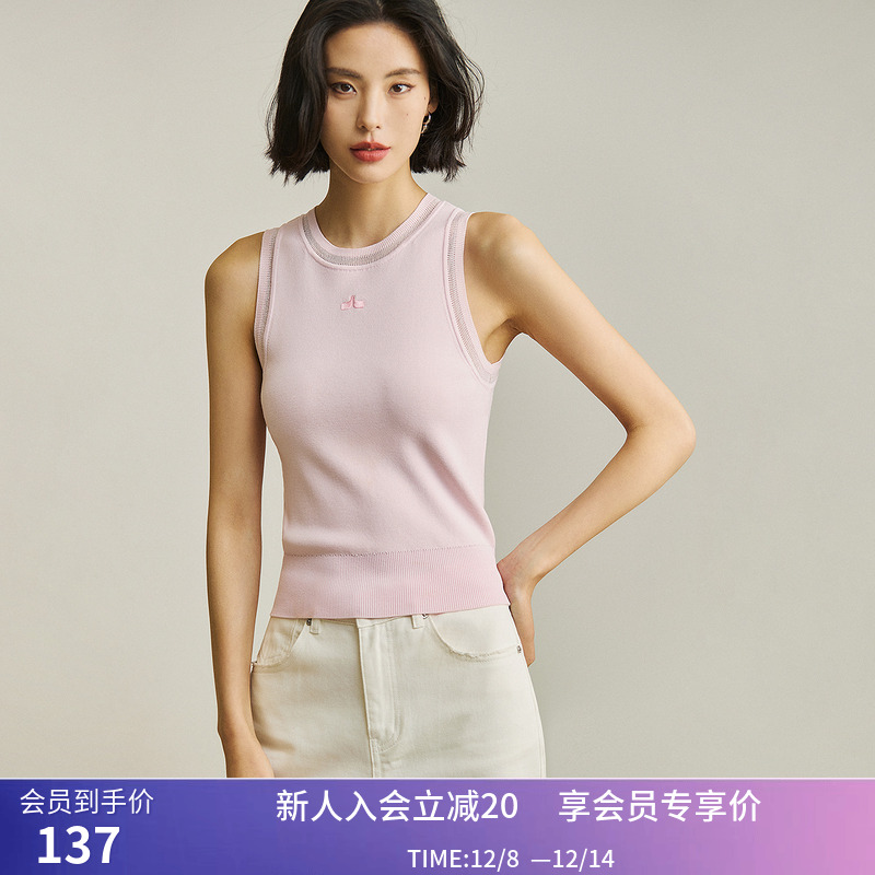 【商场同款】LILY春新款女装美式复古时尚叠穿针织背心上衣女