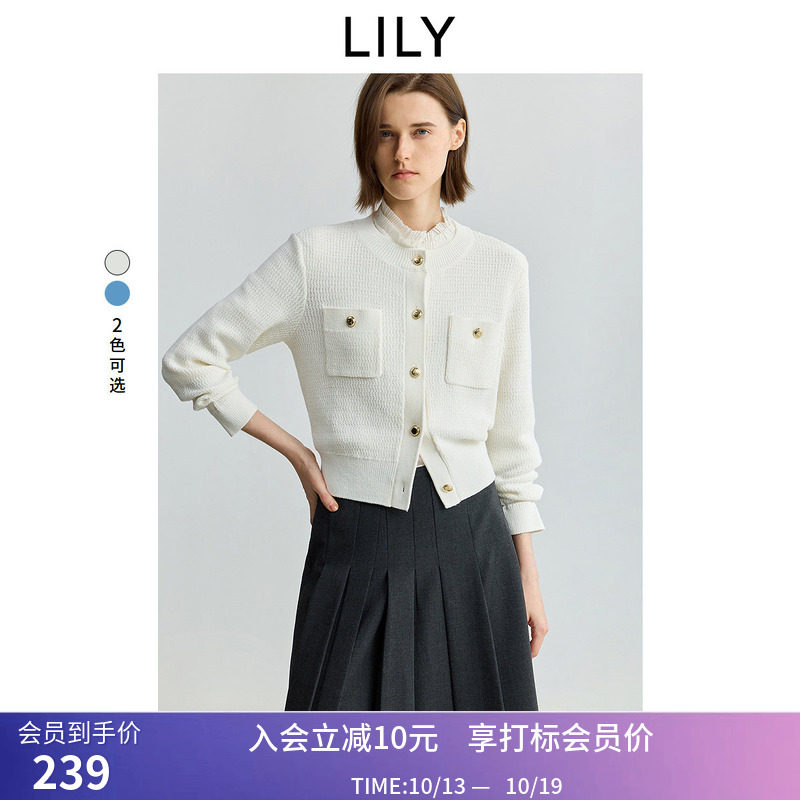 【商场同款】LILY秋新款女装小香风气质通勤休闲针织开衫外套