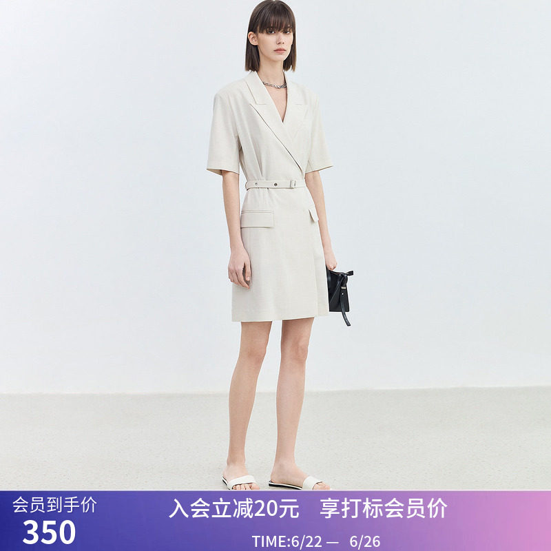 【商场同款】LILY夏款基础简约商务通勤感西装式连衣裙女裙子