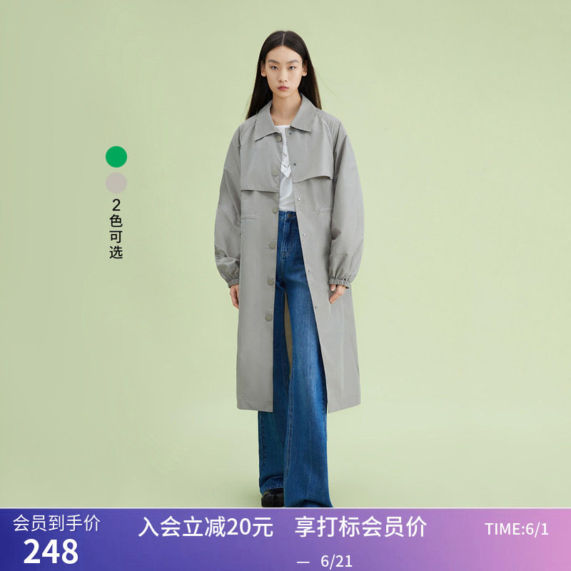 秒杀【商场同款】LILY春新款女装时尚休闲运动纯色长款风衣外套女