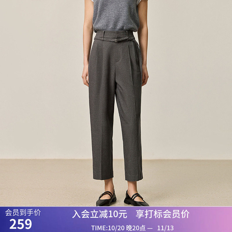 【商场同款】LILY秋新款女装格雷系百搭通勤锥形裤西装裤女款