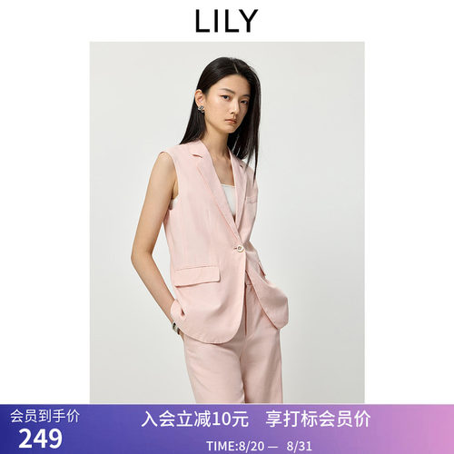 LILY2026夏新款女装莱赛尔亚麻混纺宽松休闲通勤无袖西装马甲女